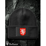Knitted hat symbol Czech lion red logo black