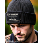Knitted hat with the symbol of the Czech lion, red logo, olive