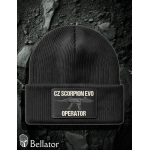Knitted hat with the symbol of the Czech lion, red logo, olive