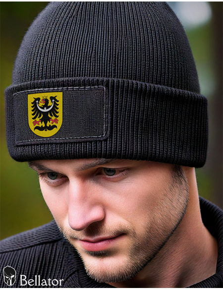 Knitted hat Silesian Eagle symbol 02 black
