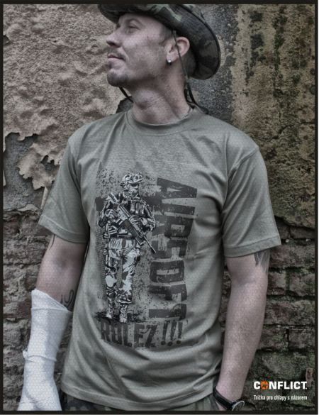 Tričko Airsoft rulez khaki XXL