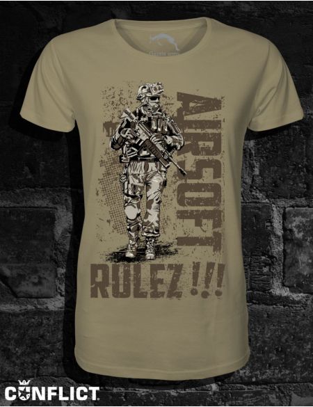 Tričko Airsoft Rulez khaki dámské XXL