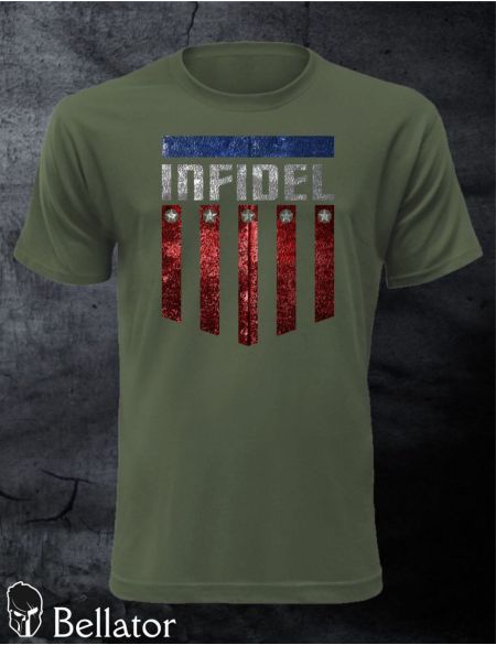 Tričko Infidel shield S Olivová