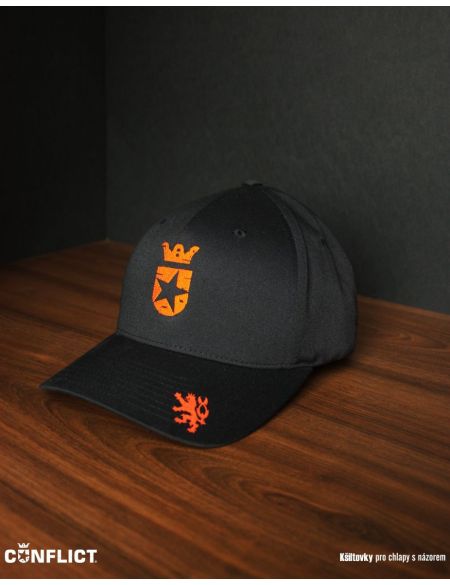 Flexfit Kšiltovka s Conflict logem 5panel - Černá/oranžová